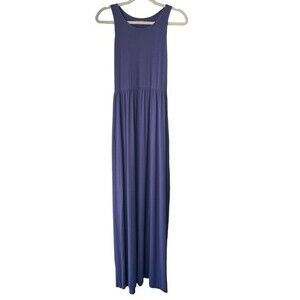 Raisevern Navy Blue Summer Sleeveless Maxi Dress Dress with Pockets Size M